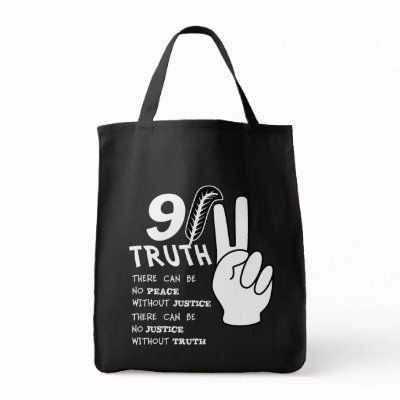 9-11 Truth No Peace Without Justice Canvas Bag by truthinducedparanoia