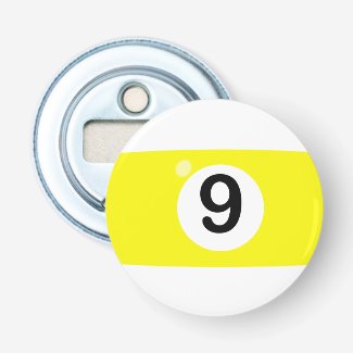 9 Ball Bottle Opener Button Bottle Opener