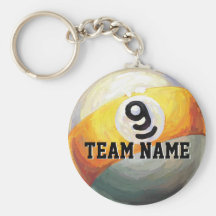 9 Ball Custom Team Name Key Chain