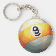 9 Ball Round Keychain