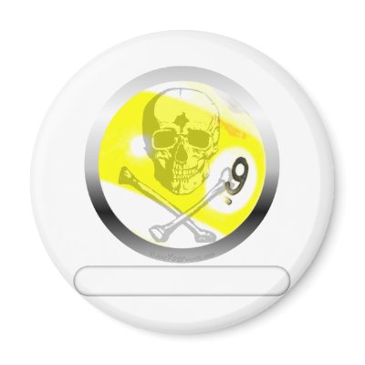 9 Ball Skull and Crossbones Fridge Magnets by addyourwords