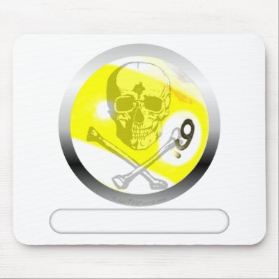 9 Ball Skull and Crossbones Mousepads by addyourwords
