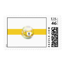 9 Ball Yellow Stripe Postage Stamp