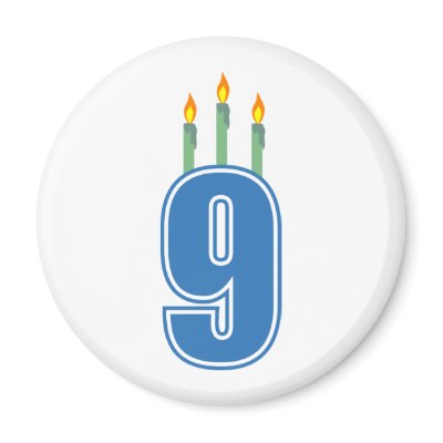 9 Birthday Candles (Blue / Green) Fridge Magnet by LushLaundry