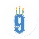 9 Birthday Candles (Blue / Green) Stickers