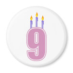 9 Birthday Candles (Pink / Purple) Fridge Magnets