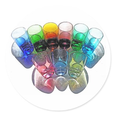 9 Coloured Cocktail Shot Glasses -Style 1 Round Stickers by davem1966