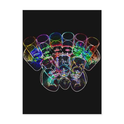 9 Coloured Cocktail Shot Glasses -Style 2 Postcard by davem1966