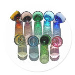9 Coloured Cocktail Shot Glasses -Style 8 Round Stickers
