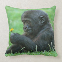 #9- Gorilla with dandelion Throw Pillow