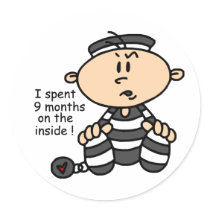 9 Months On The Inside Baby Prisoner Stickers