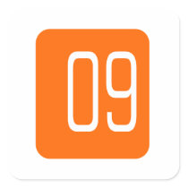 #9 Orange Square Square Sticker