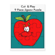 9 Piece Cut & Play Apple Puzzle postcard
