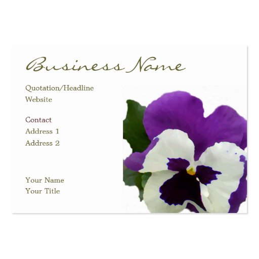 9 Purple White Painted Pansy Business Card (front side)