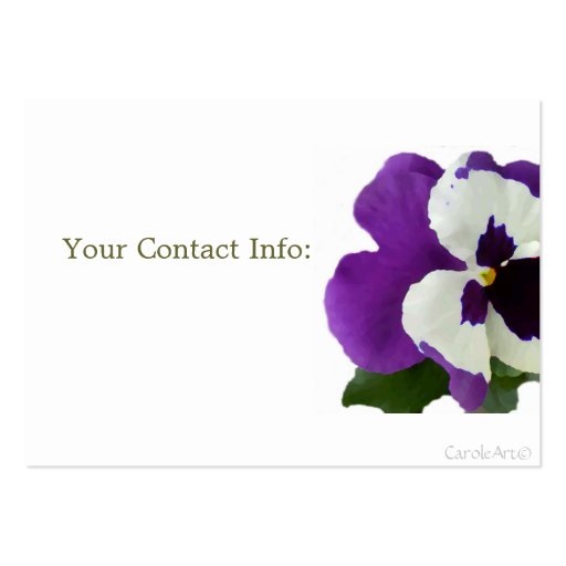 9 Purple White Painted Pansy Business Card (back side)
