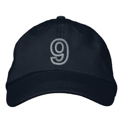 "9" Small Athletic Number Embroidered Baseball Caps