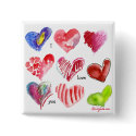 9 Valentine Hearts Pin buttons