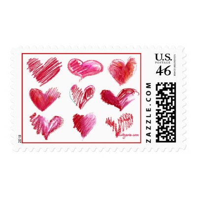 9 Valentine Hearts Postage
