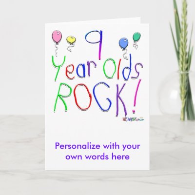 9 Year Olds Rock ! Card by BirthdaysRock