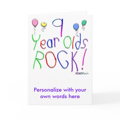 9 Year Olds Rock ! Card by BirthdaysRock