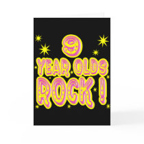 9 Year Olds Rock! (Pink) Greeting Card by TShirtDotCom 9 Year Olds Rock! (Pink) Greeting Card