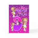 9th Birthday Card cute little glitter maids