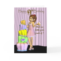 9th Birthday, Happy Birthday Card little girl with by moonlake 9th Birthday, Happy Birthday Card little girl with