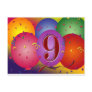 9th Birthday Party Colorful balloons Postcards
