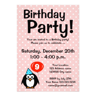 146 Girls 9th Birthday Party Invitations Girls 9th Birthday Party Announcements Invites Zazzle 9th Birthday Invitation Templates