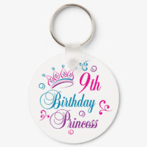 9th Birthday Princess keychains