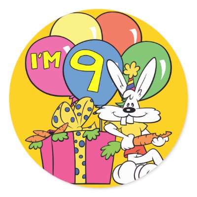 9th Birthday Rabbit Round Sticker by birthday_party