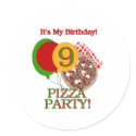 9th Pizza Party Birthday stickers by kids_birthdays 9th Pizza Party Birthday stickers