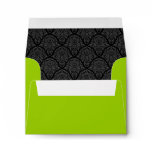 A2 Apple Lime Green Damask Flap Monogram Envelopes