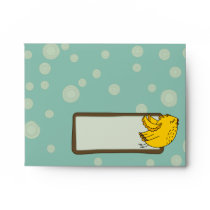 A2 Aqua Blue & Yellow Retro Chic Bird Envelopes