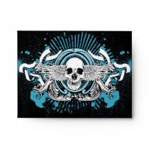 A2 Black & Blue Grunge Winged Skull Envelopes