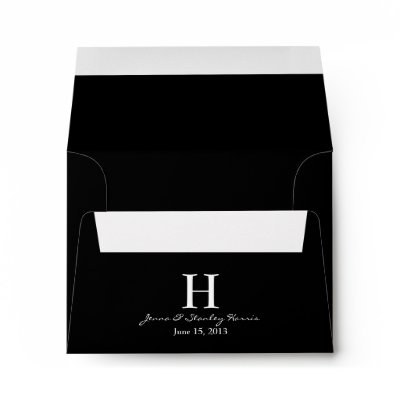 A2 Black & White Monogram Wedding Envelopes