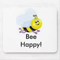 a67_cute_bee, Bee Happy! mousepads