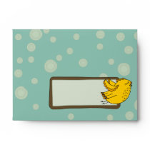 A6 Aqua Blue & Yellow Retro Chic Bird Envelopes