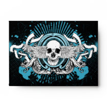 A6 Black & Blue Grunge Winged Skull Envelopes