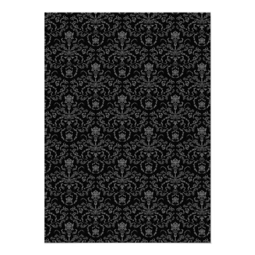 A6 Red & Black Damask Monogram Wedding Invitations