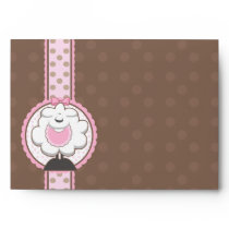 A7 Baby Sheep Pink & Brown Baby Shower Envelopes
