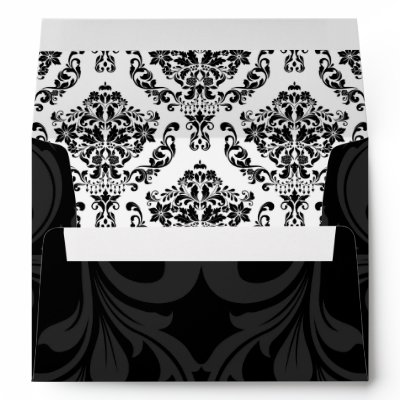 A7 Black and White Damask Flap Envelopes