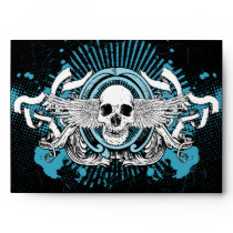 A7 Black & Blue Grunge Winged Skull Envelopes