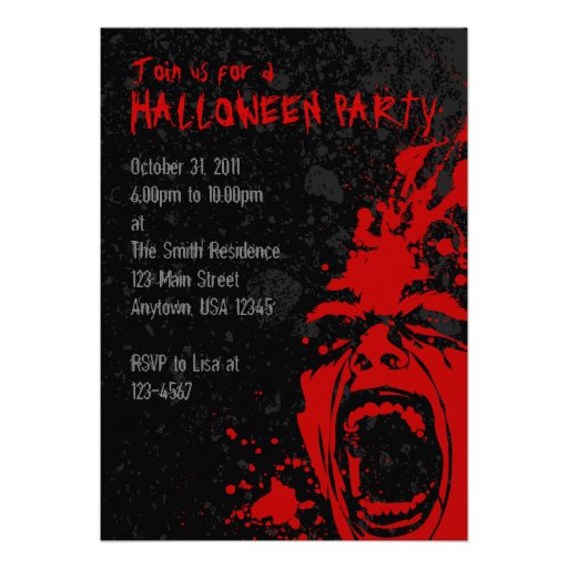 A7 Bloody Scream Halloween Invitations