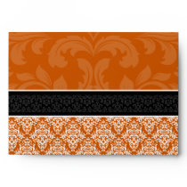 A7 Burnt Orange Damask Monogram Wedding Envelopes