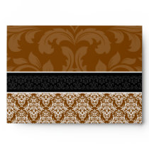 A7 Chocolate Brown Damask Wedding Envelope