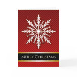 A7 Red Snowflake Striped Modern Christmas Card