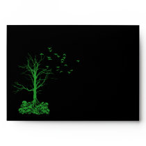 A7 Skull Tree Black and Green Halloween Envelopes
