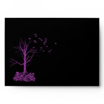 A7 Skull Tree Black and Purple Halloween Envelopes