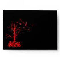A7 Skull Tree Black and Red Halloween Envelopes